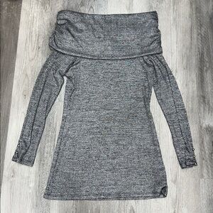 White House Black Market Metallic Off the Shoulder Ribbed Tunic Sweater, size M